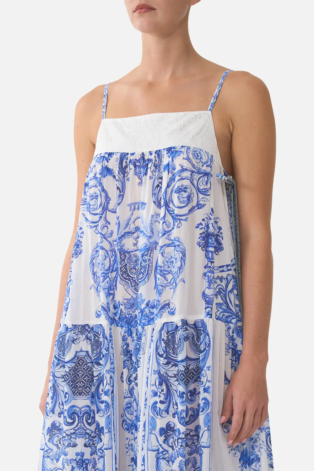 Long Tiered Dress with Bow Ties