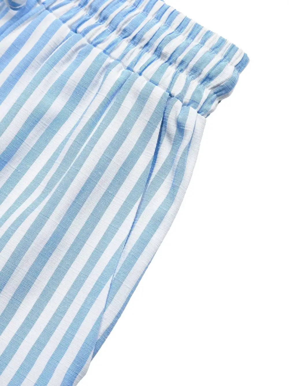 Striped Bowknot Sleeveless Top Shorts Set