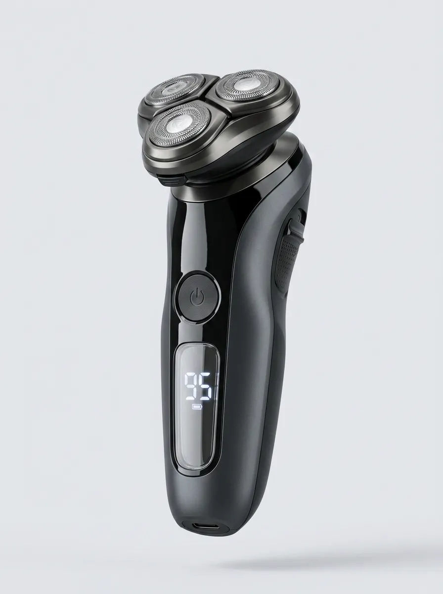 Rotary Triple-Head LED Display Electric Shaver for Everyday Grooming
