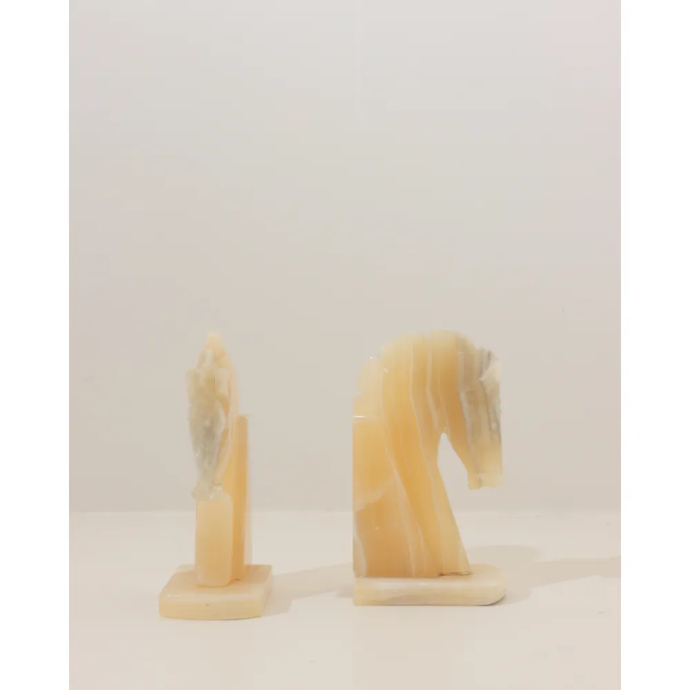 Alabaster Horse Bookends