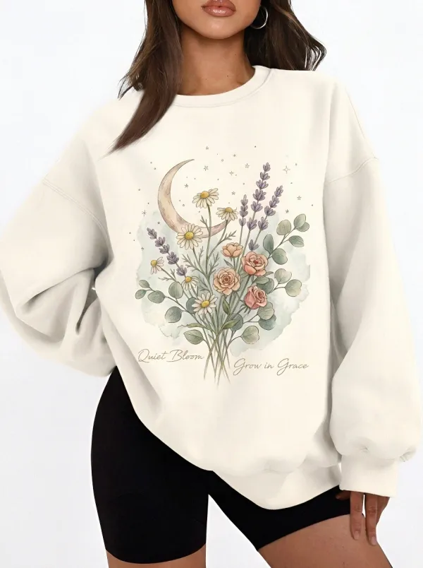 Women's Floral Moon Quiet Bloom Printed Sweatshirt