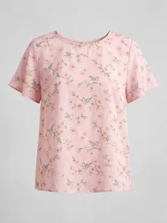 Cherry Blossom Floral Nature Women's Loose Printed T-Shirt