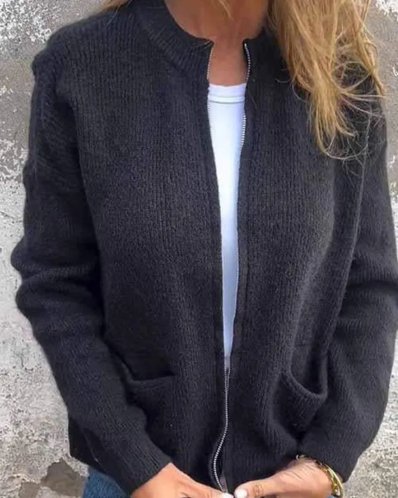 Zip Front Knit Cardigan