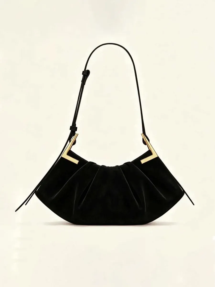 Ruby Velvet Pleated Handbag