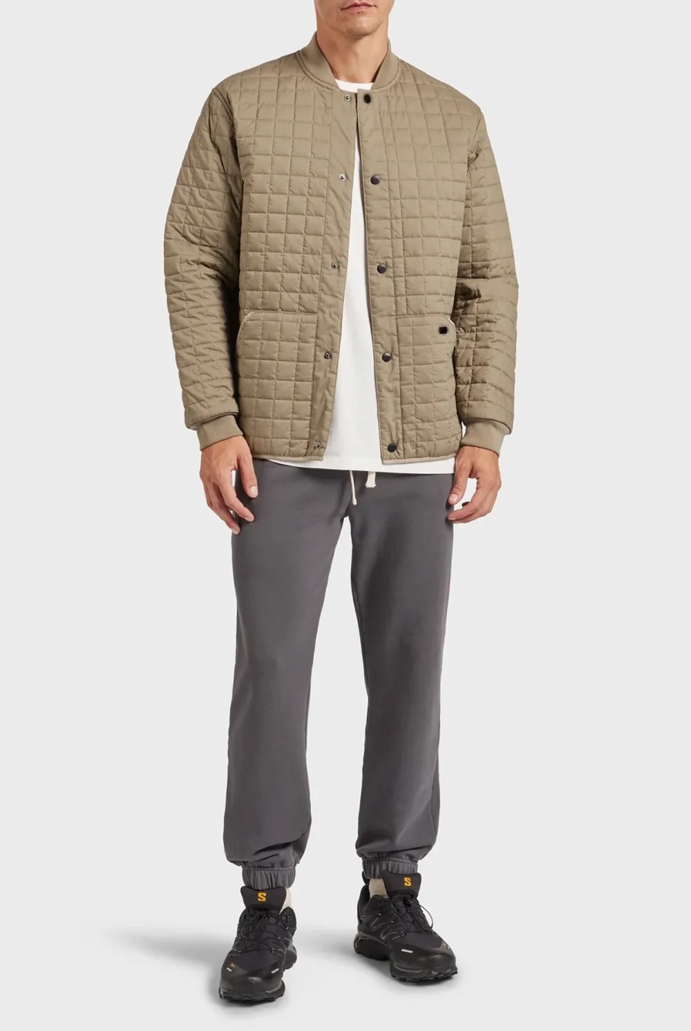 Diamond Quilted Stand Collar Casual Jacket