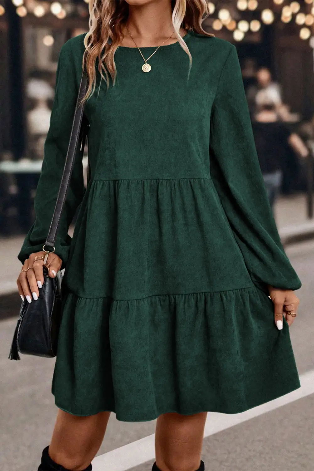 Tiered Tie Detail Mini Dress
