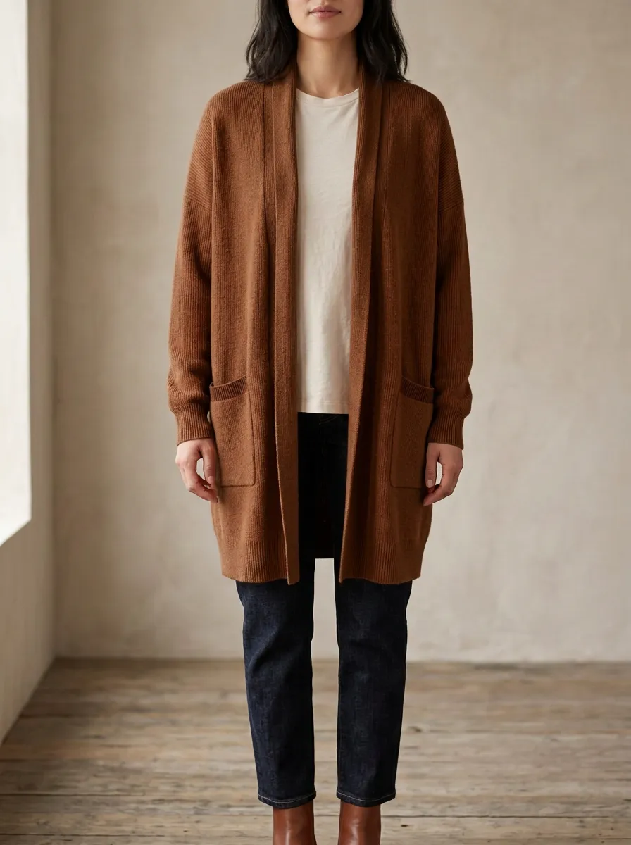 Ribbed-Knit Knit Cardigan