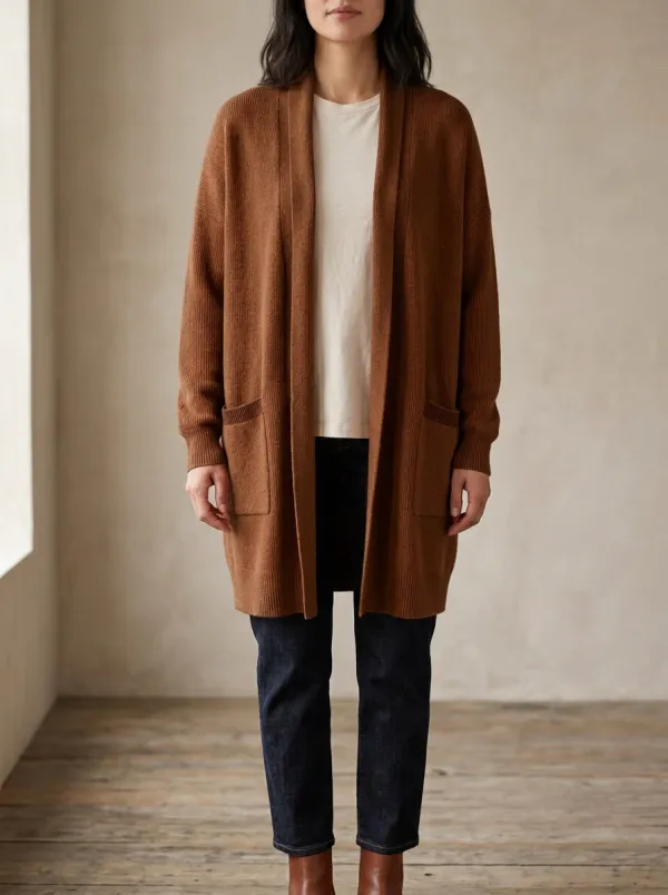 Ribbed-Knit Knit Cardigan