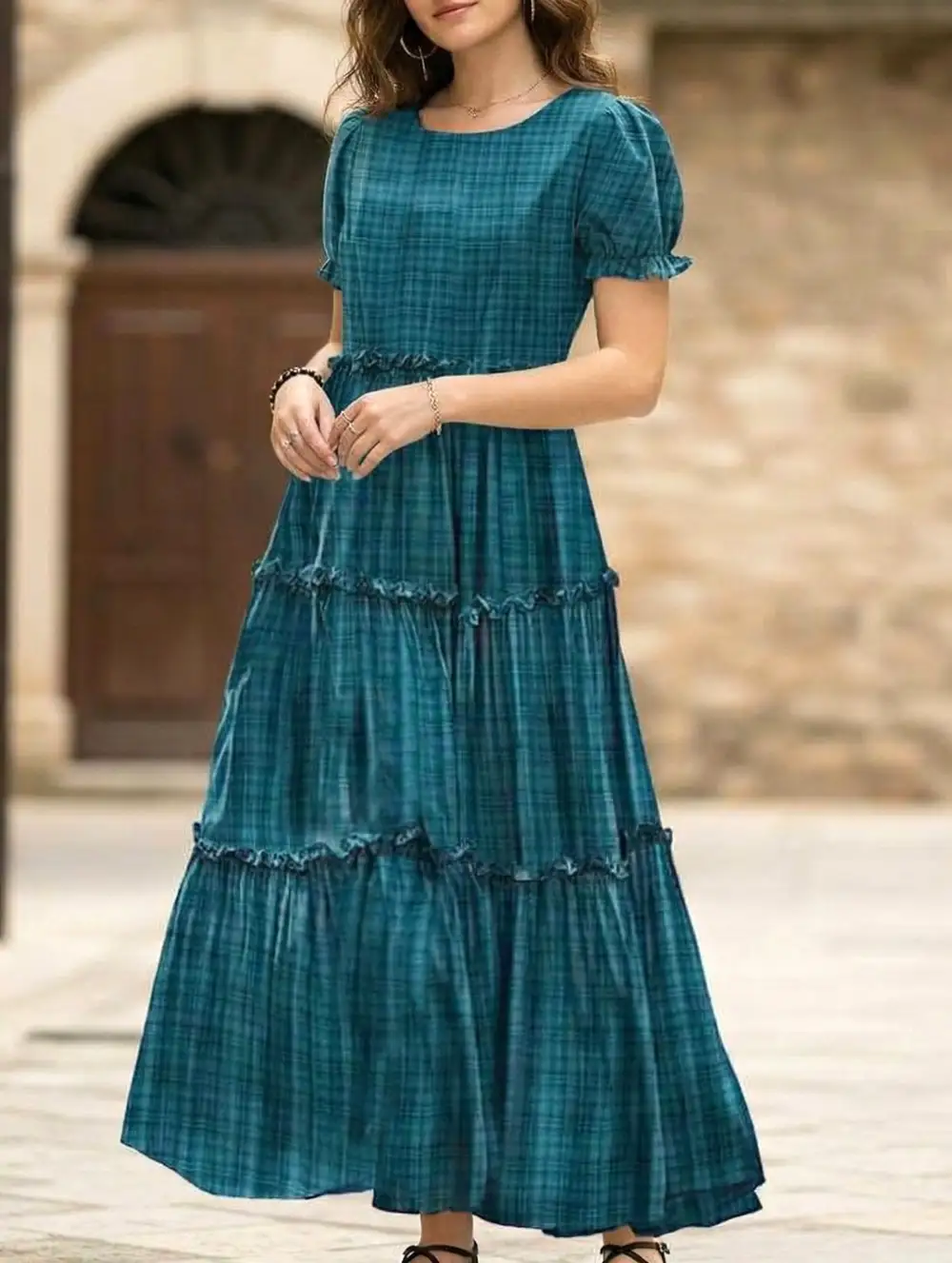 Puff Sleeve Print Mini Dress