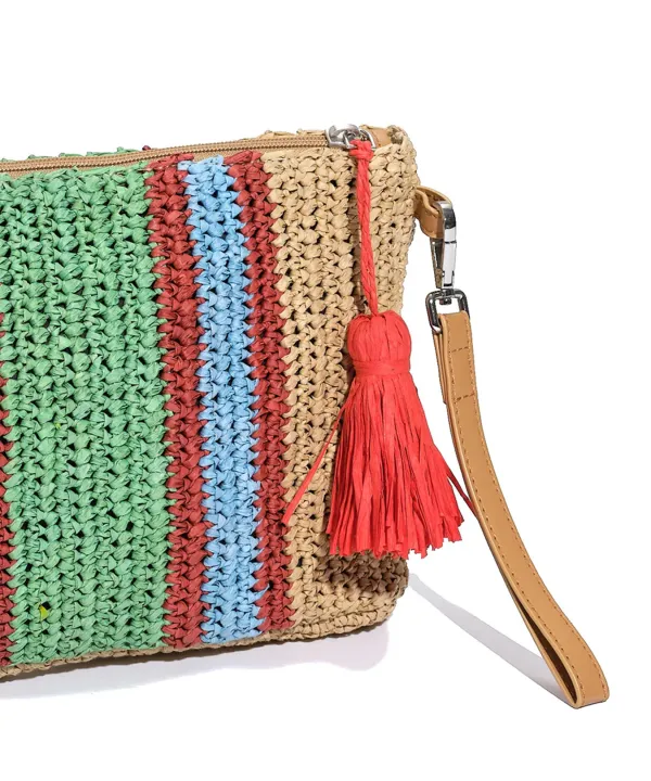 Vacation Essential Stripe Crochet Beach Clutch