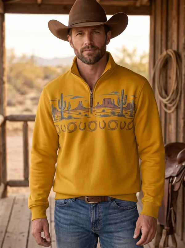 Prairie Cactus Desert Trail Look Men's Western Sweatshirt