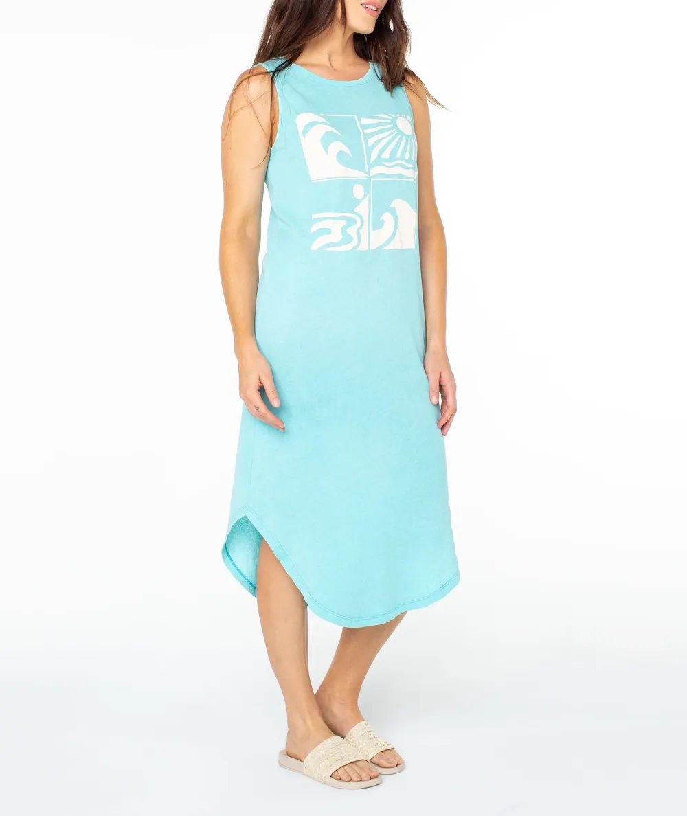 Cartoon-Printed Sleeveless Round-Neck Long Dress