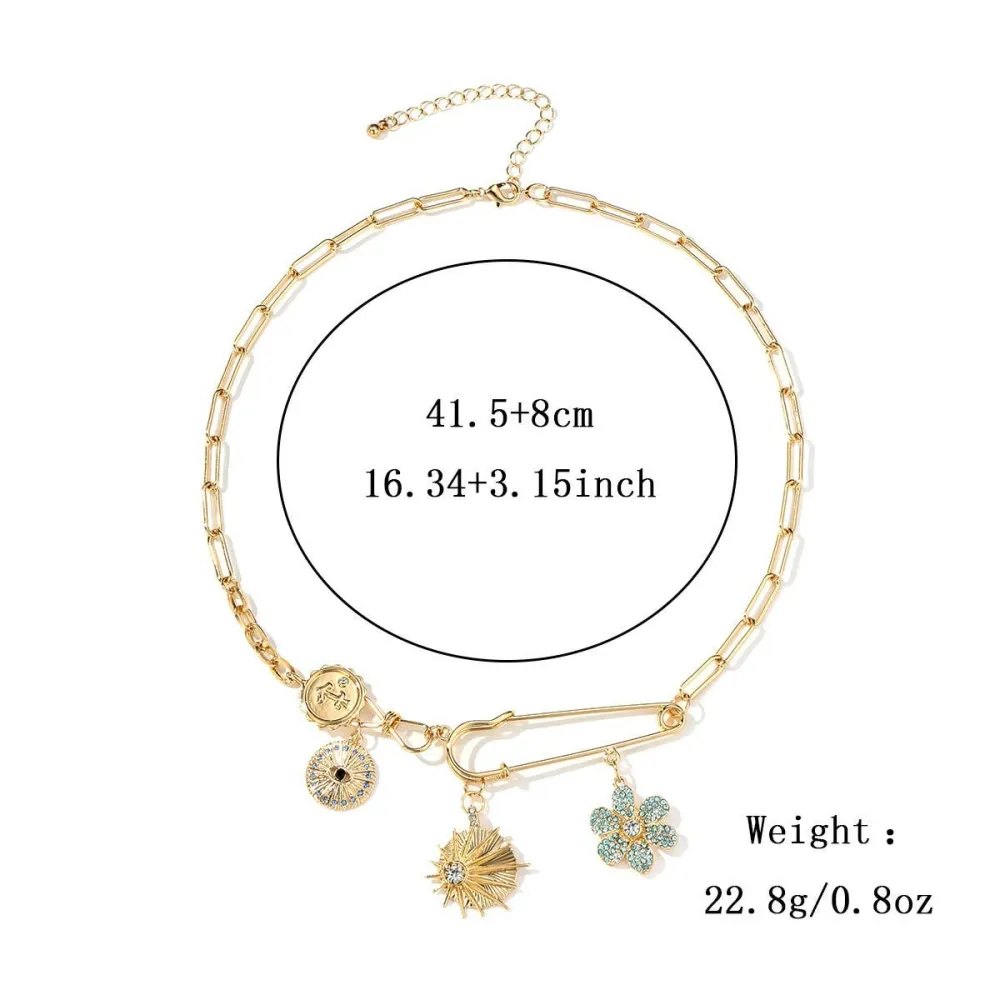 Compact Rhinestone Pendant Necklace