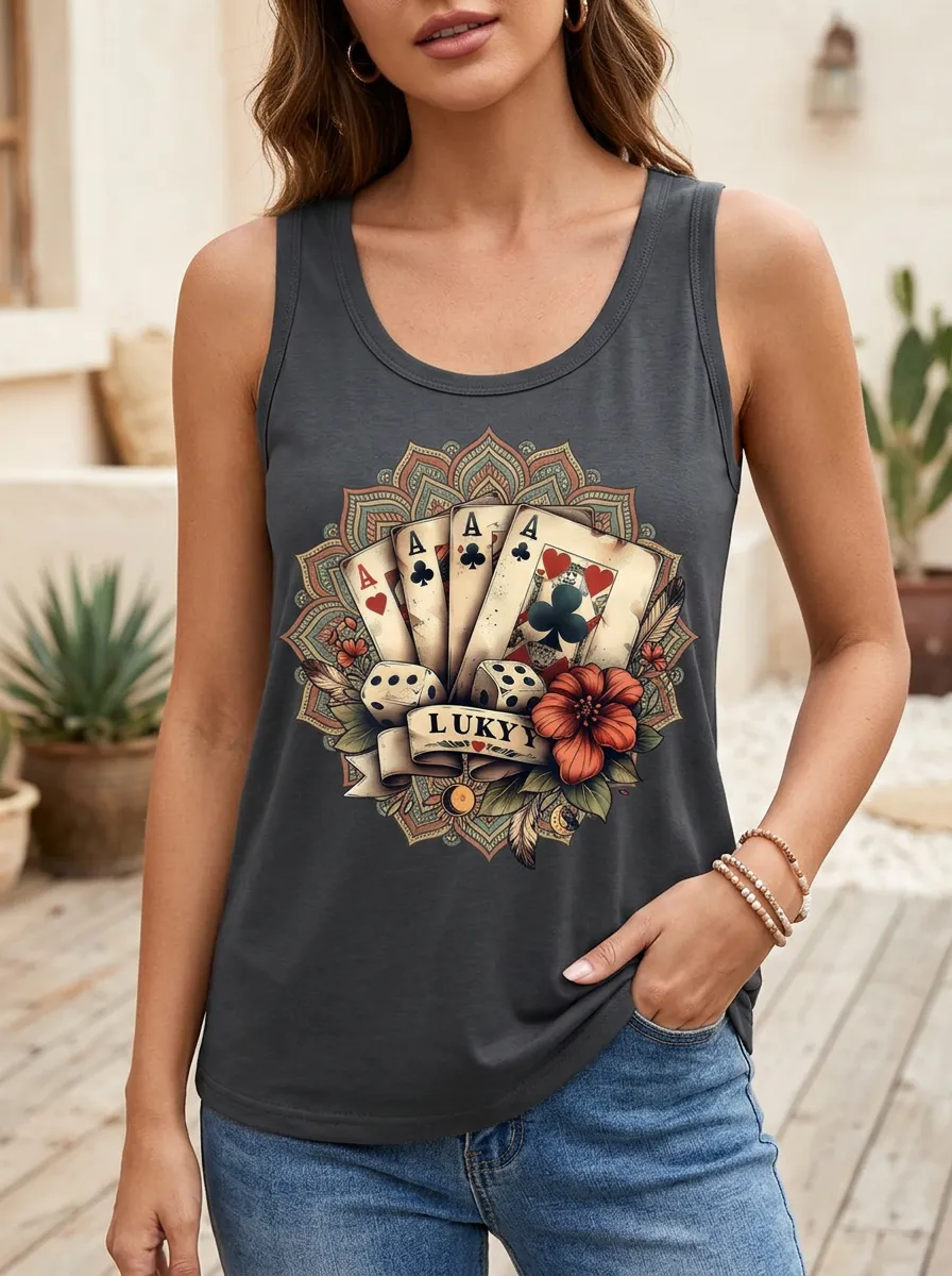 Lucky Poker Cards Tank Top