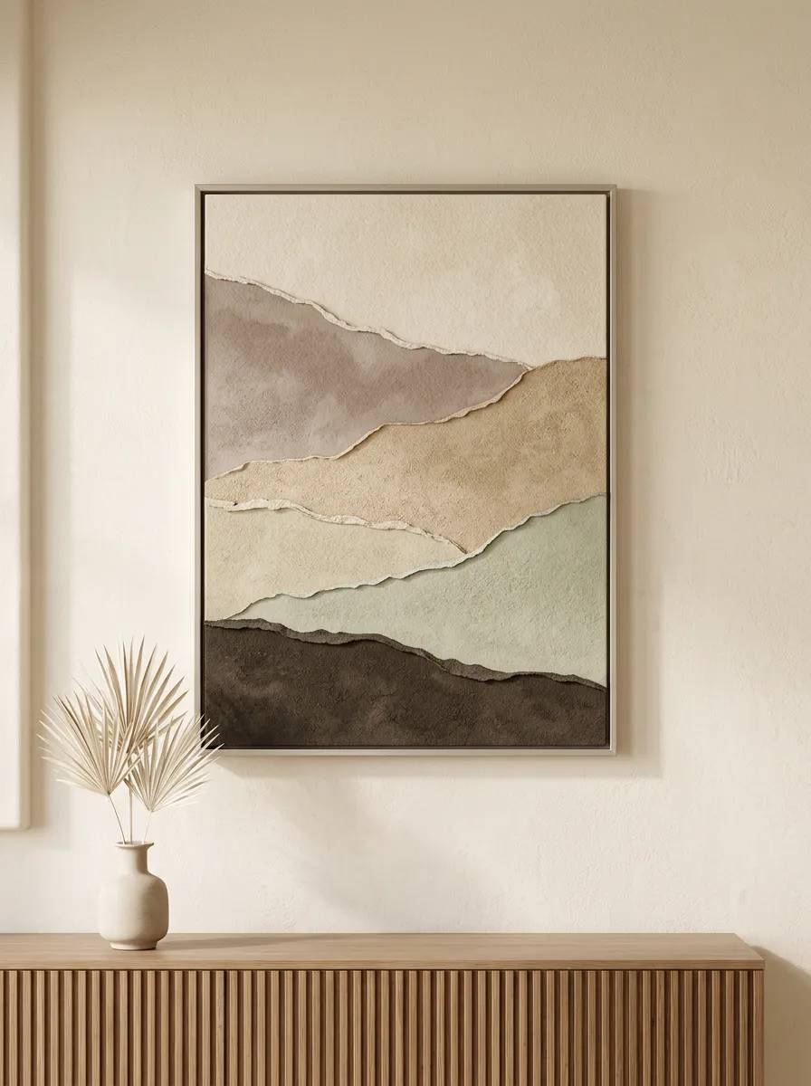 Modern Minimalist Abstract Landscape Torn Paper Printed Wall Art