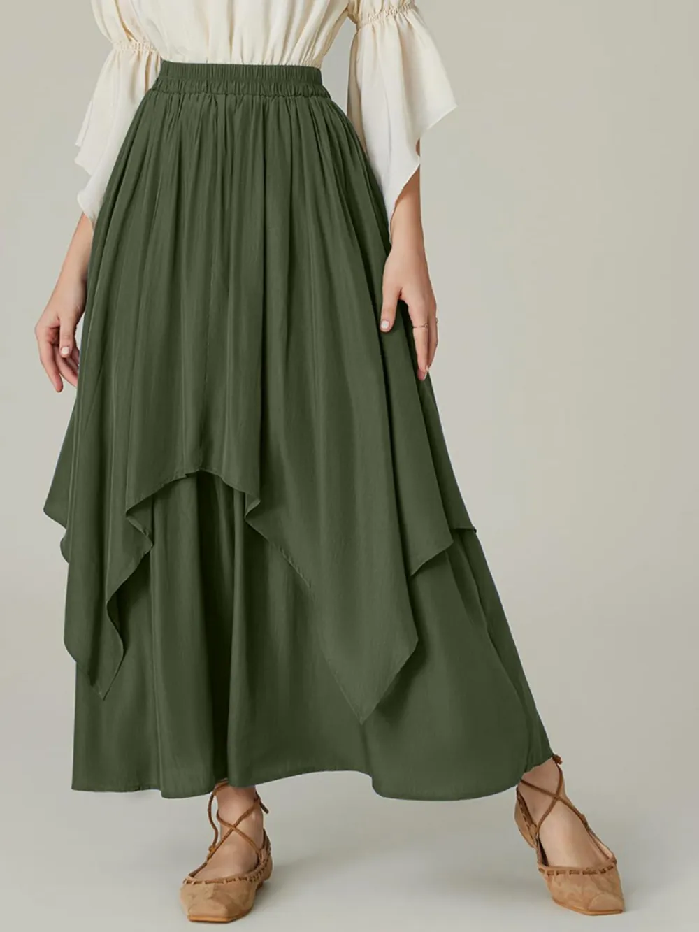 Smooth Ruched Smocked Skirt