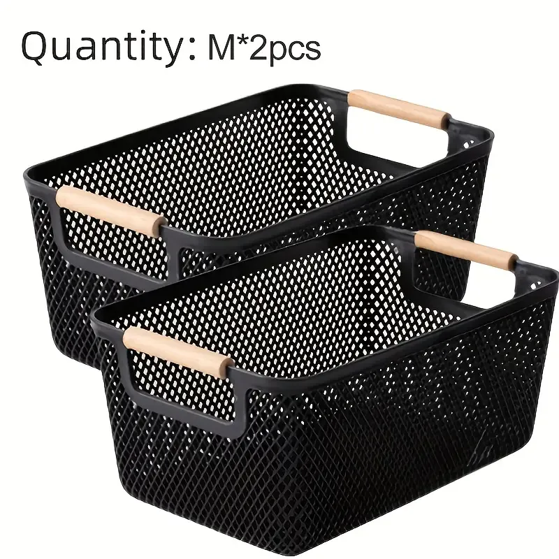 2pcs Modern Open-Top Plastic Storage Basket