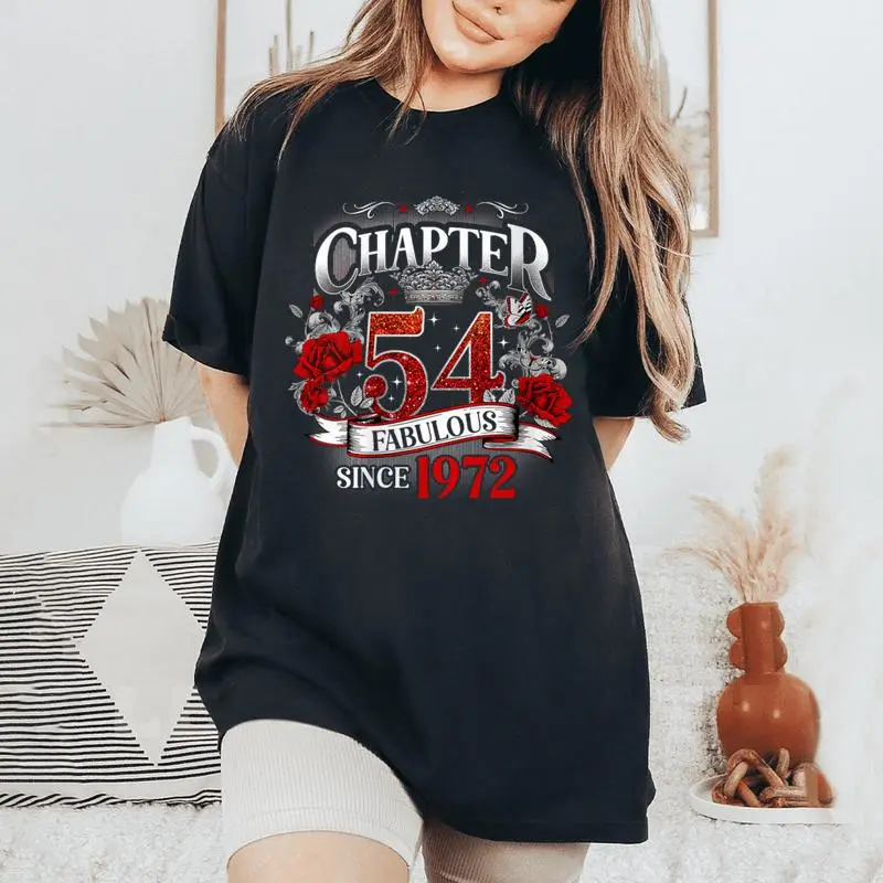 Chapter 54 Fabulous Since 1972 Roses 54th Birthday Women Women's Oversized Comfort Colors T-Shirt