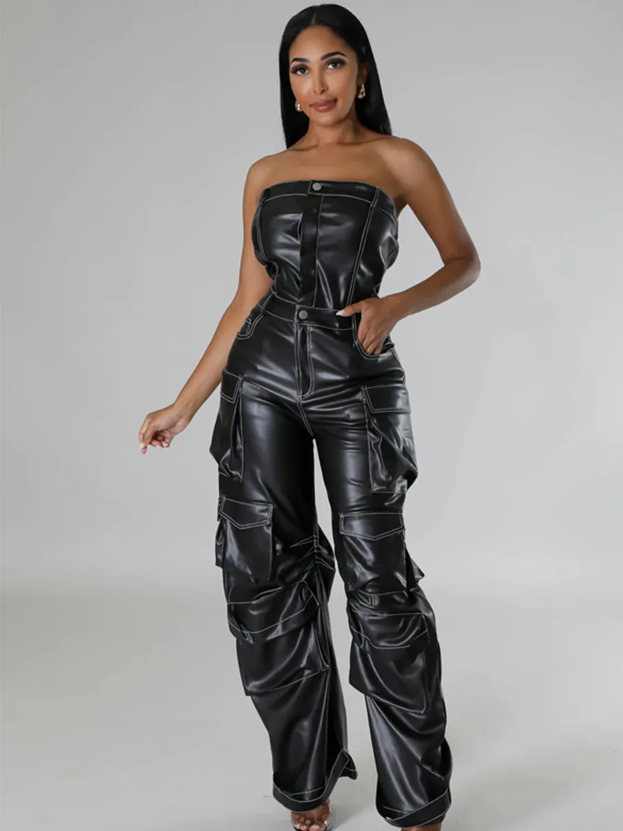 Georgia Faux Leather Jumpsuit