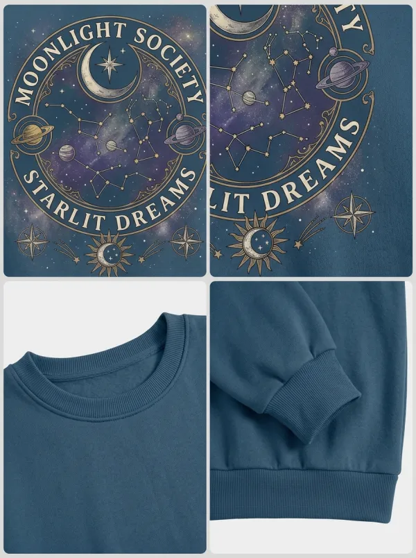 Women's Celestial Moonlight Society Starlit Dreams Printed T-shirt
