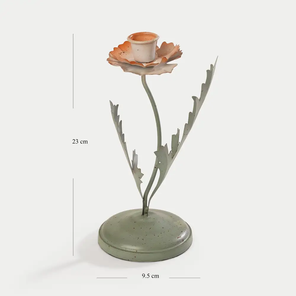 Green Leaf Metal Candle Holder Small