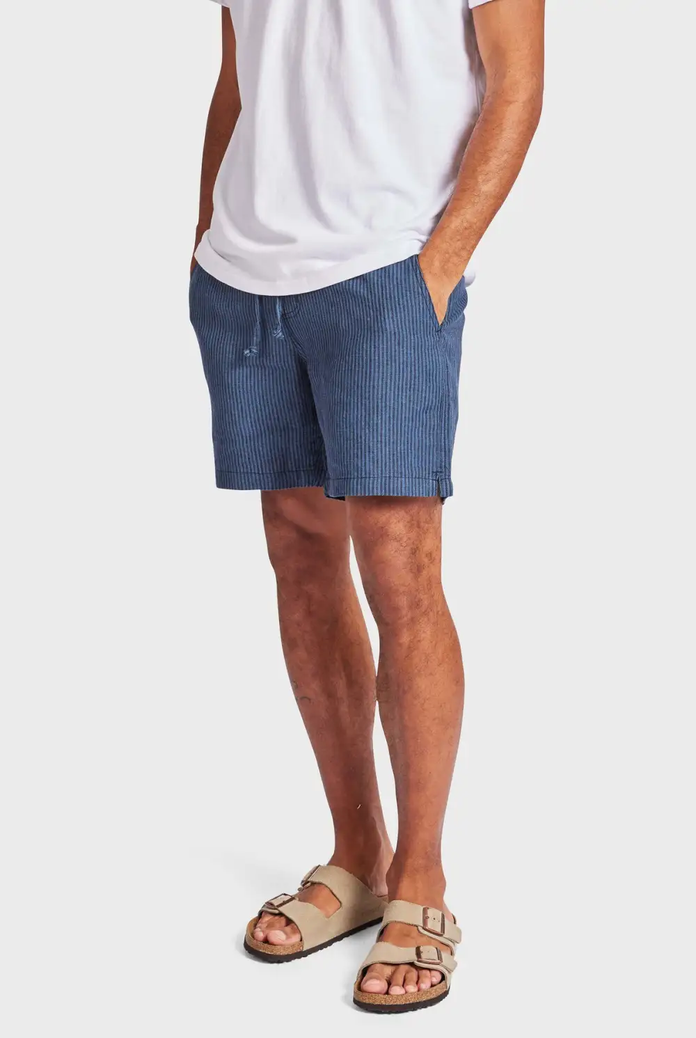 Vertical Striped Linen Blend Casual Resort Shorts