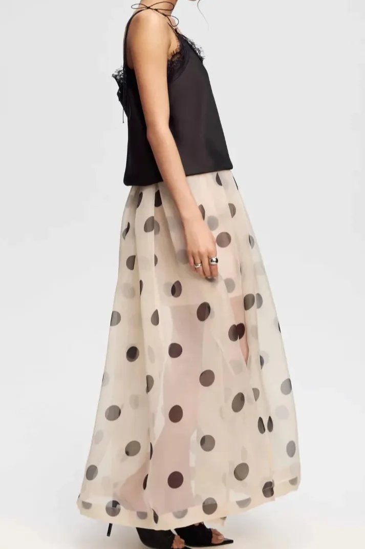 Polka-Dot Maxi Skirt