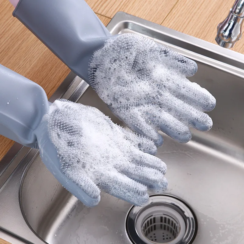 Silicone Dishwashing Gloves Dishwashing and Laundry Insulated Kitchen