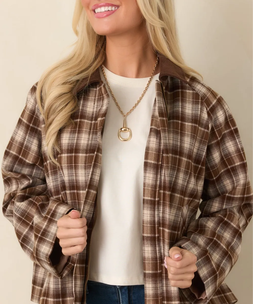 Zip-Up Plaid Jacket