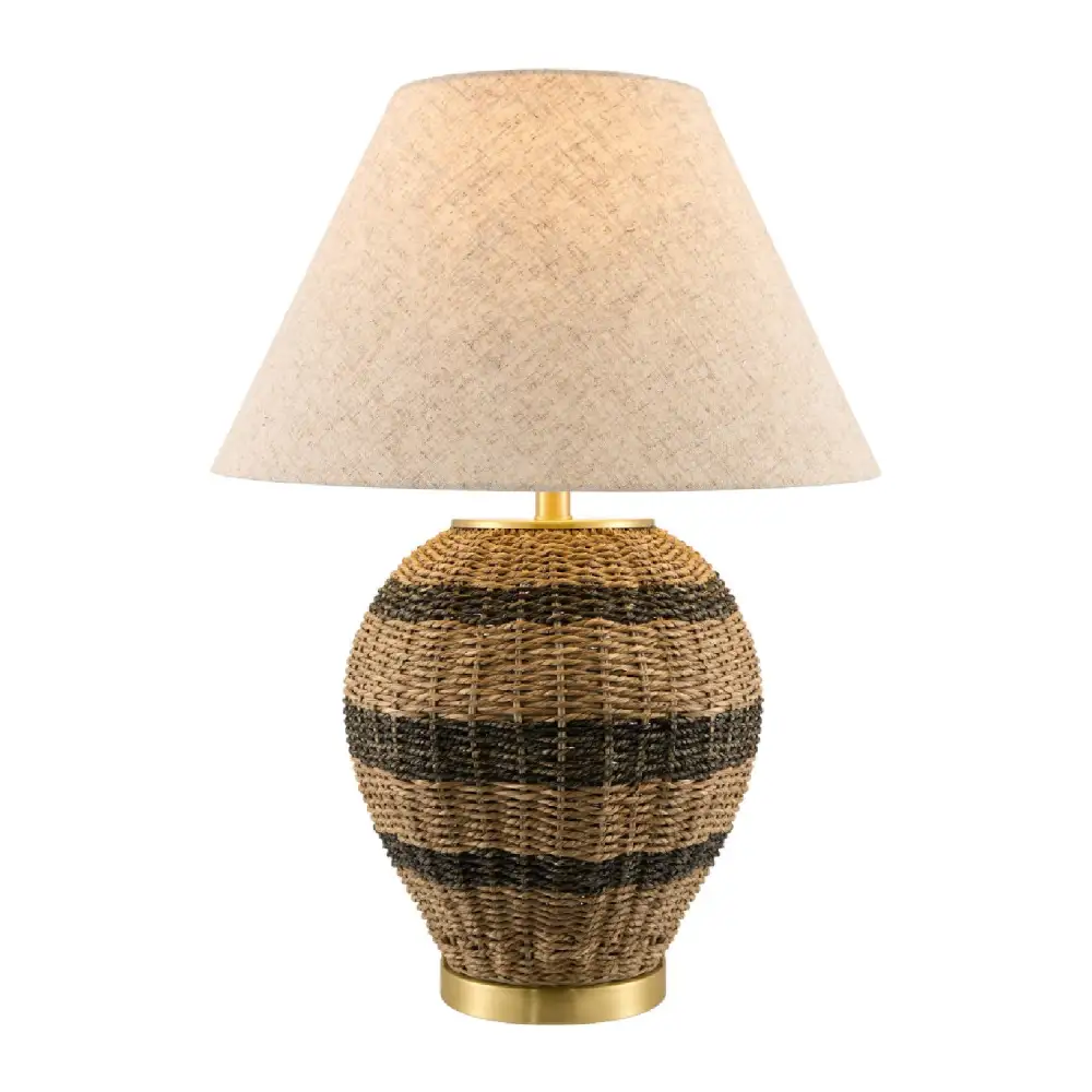 Lined Rattan Table Lamp