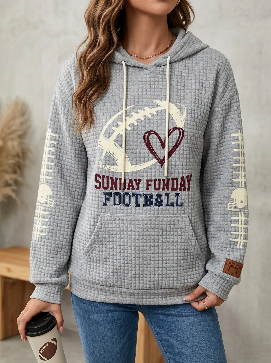 Women's Traditional Gridiron Heart Ball Love Graphic Hoodie