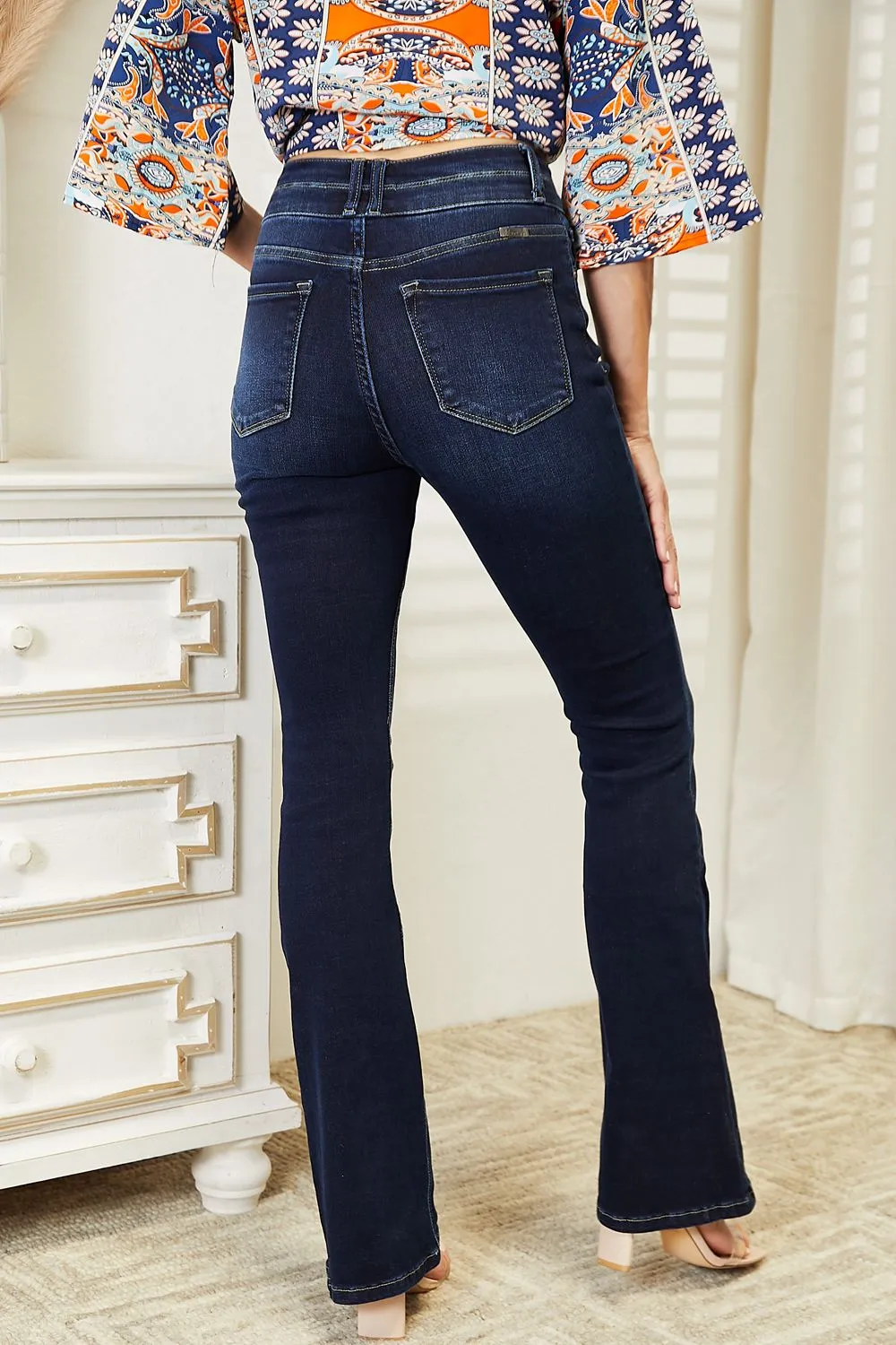 High Rise Wide Waistband Bootcut Denim Jeans