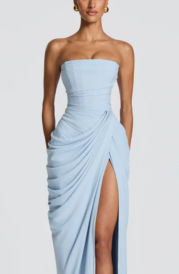 Alissa Strapless Split Backless Maxi Dress