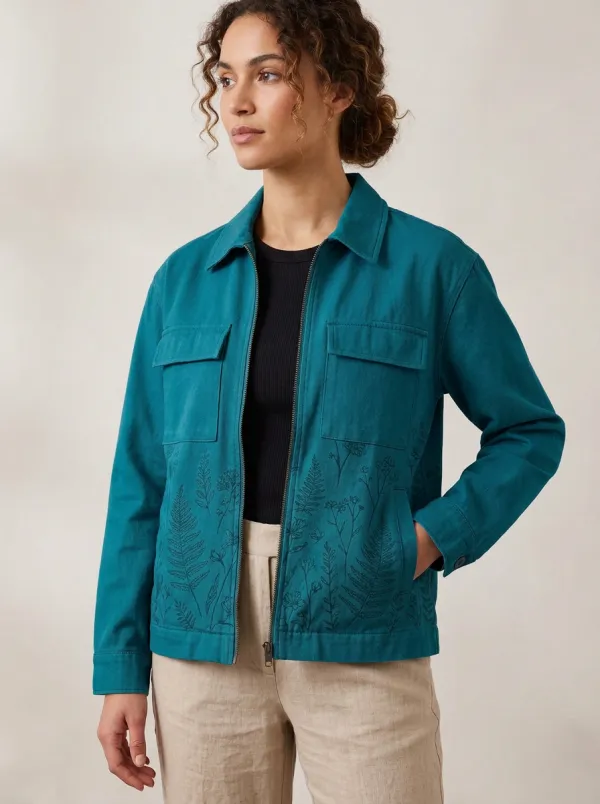 Women's Botanical Fern Pattern Jacket