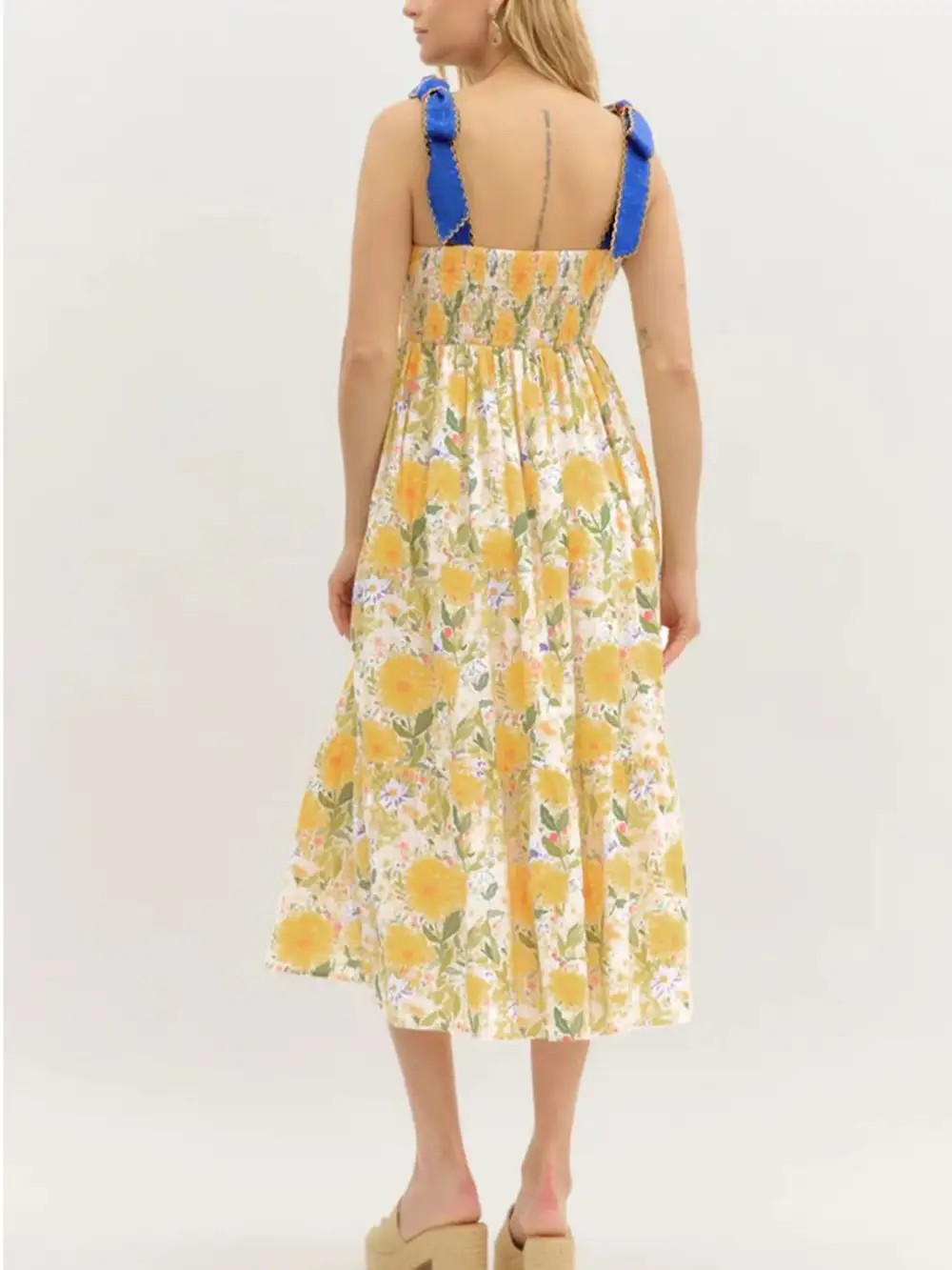 Floral Print Tie-Shoulder Midi Dress