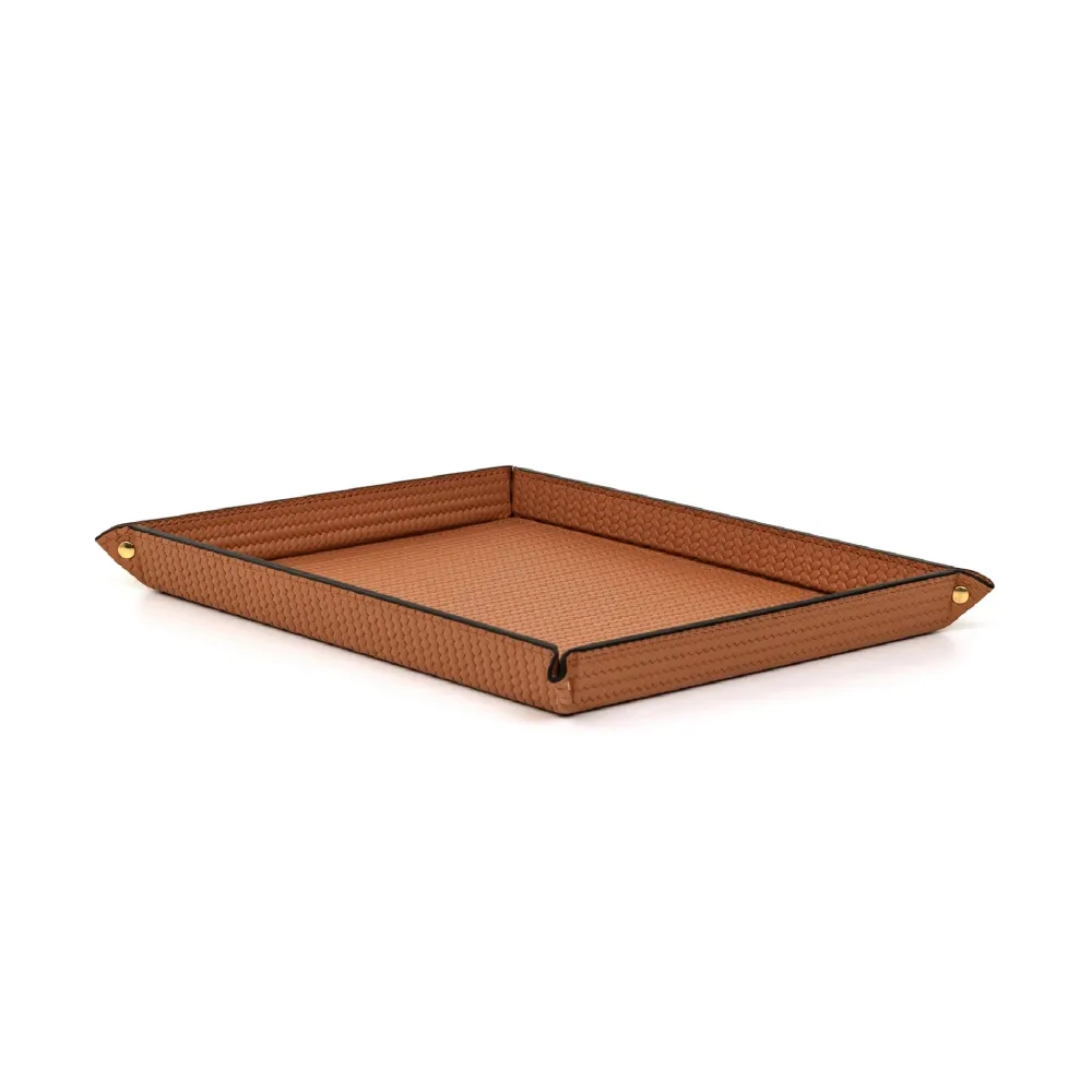 Rectangular Studded Leather Trinket Tray