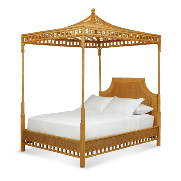 Rattan Canopy Bed Frame