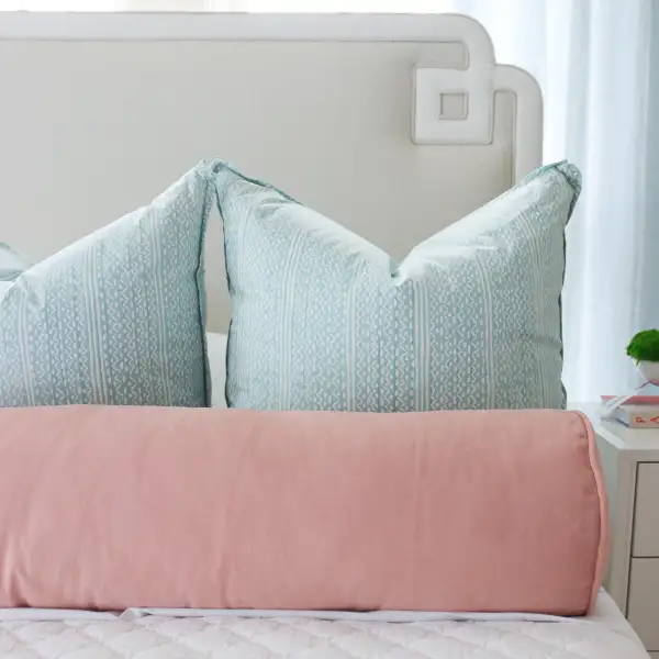Textured Velvet Self-Welt Bolster Pillow
