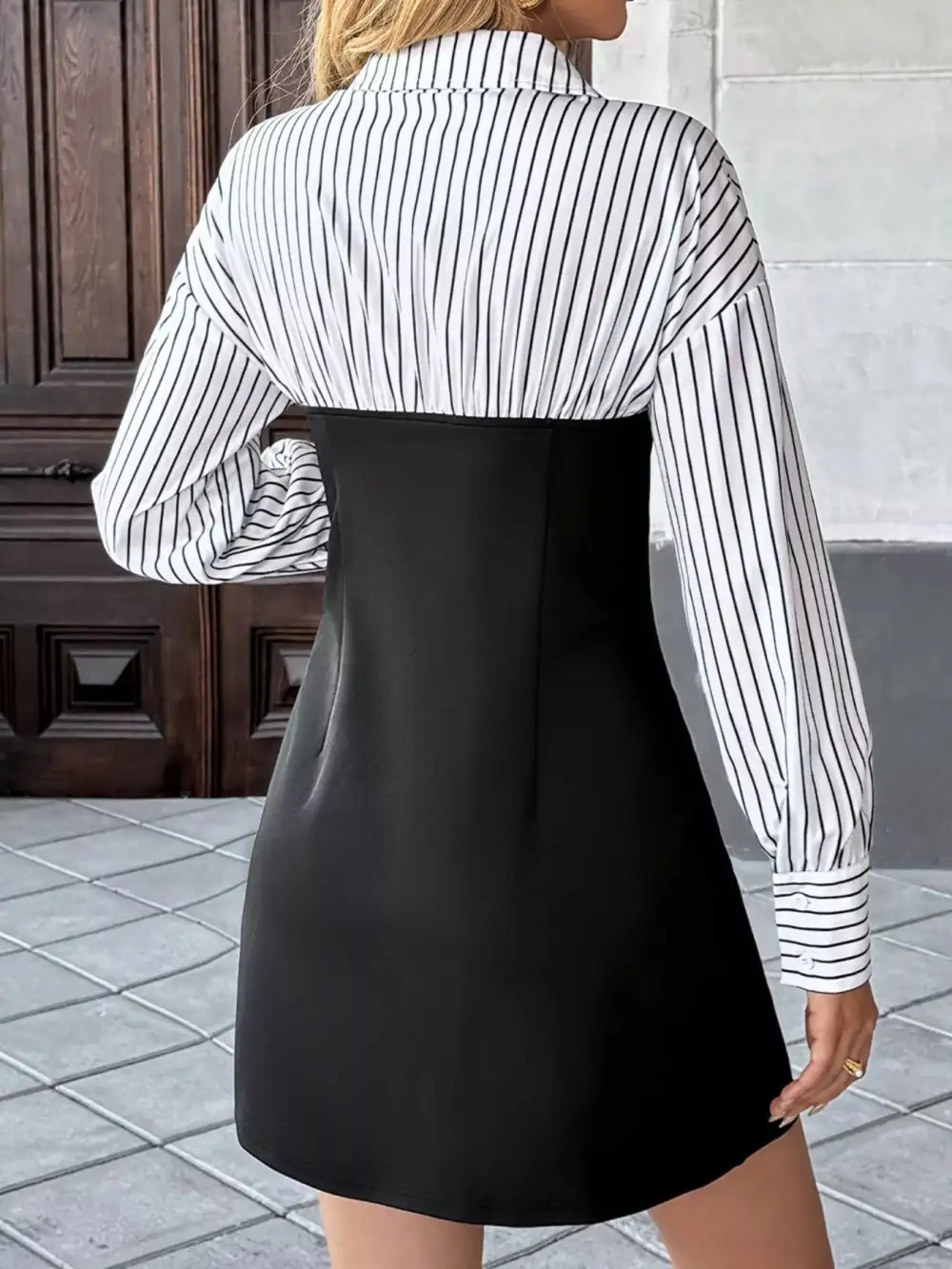 Structured Shape Striped Mini Dress