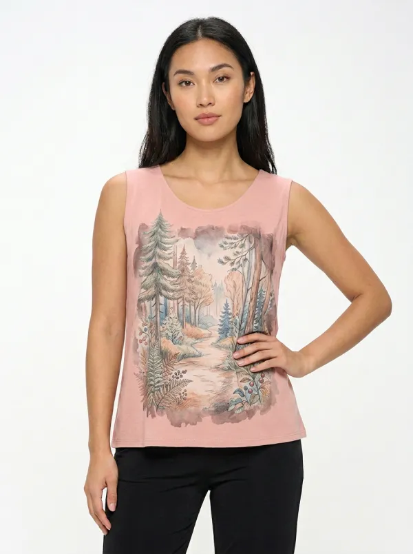 Women's Nature Lover Forest Landscape Printed Tank Top