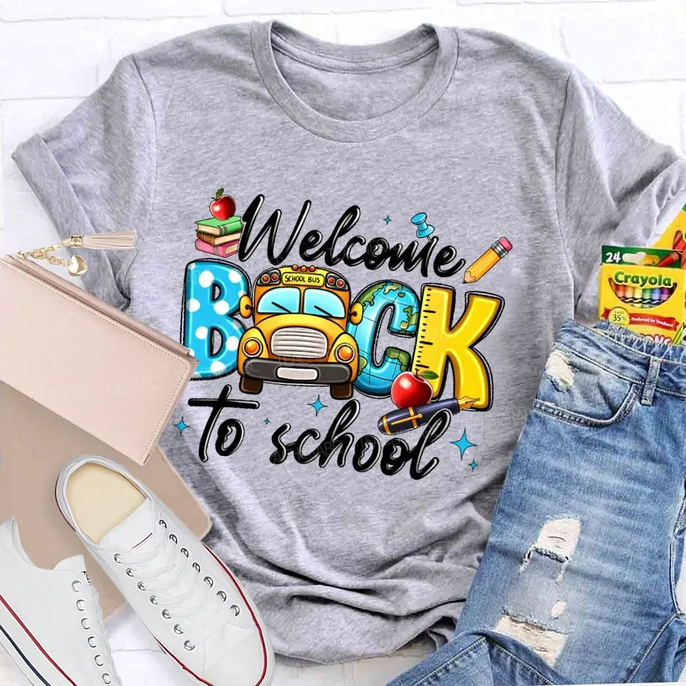 Welcome Back To School  Graphic  School  Bus  Teacher T-Shirt