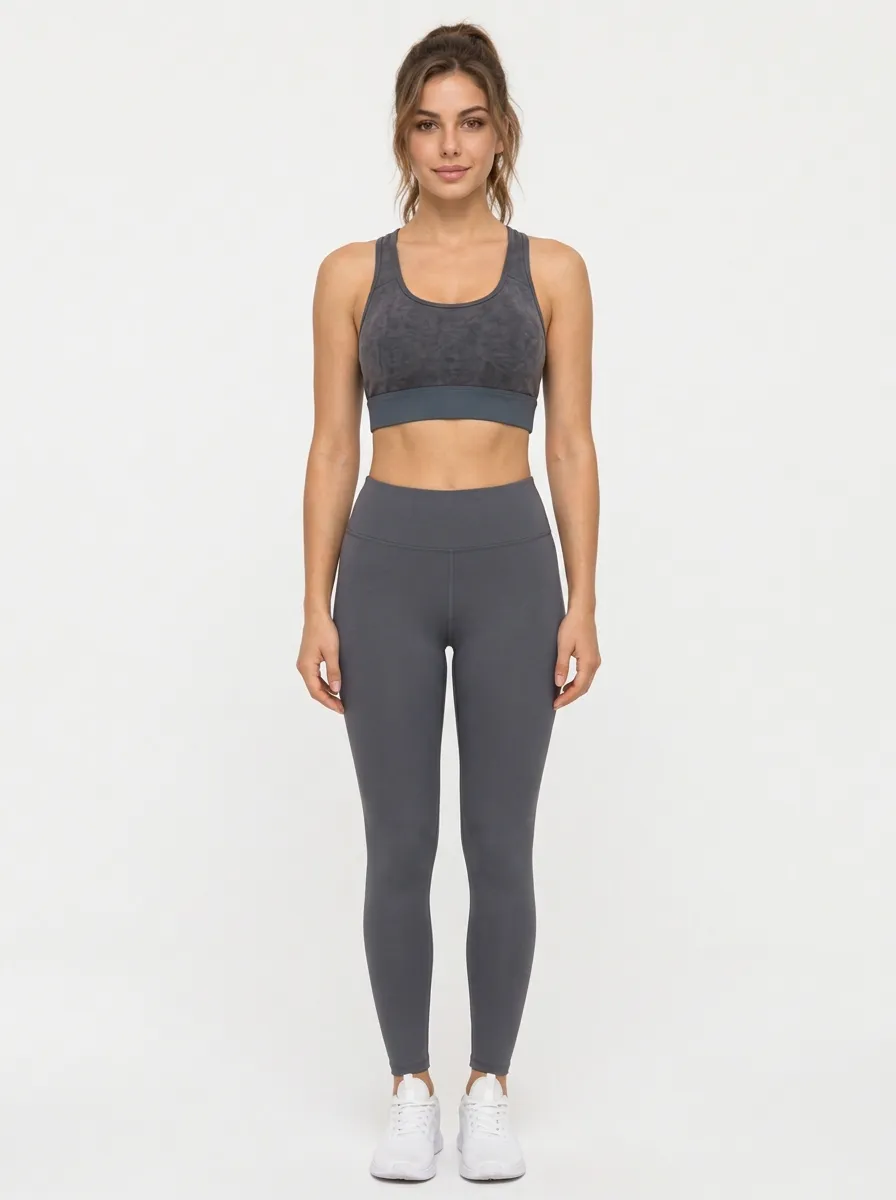 Women's Cross Strap Yoga Bra with Printed Strappy Detail