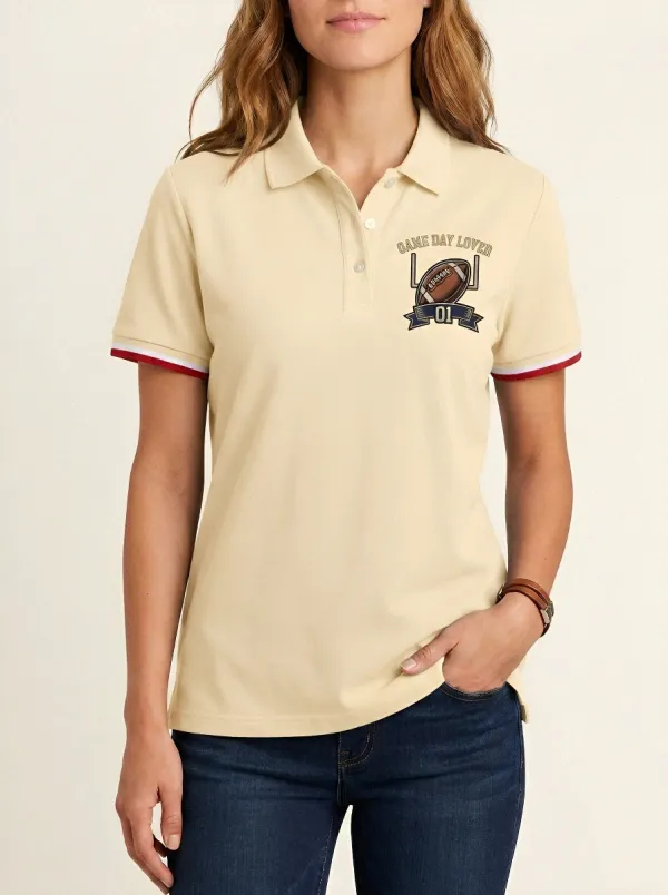Women's Game Day Lover Football Printed Polo Shirt