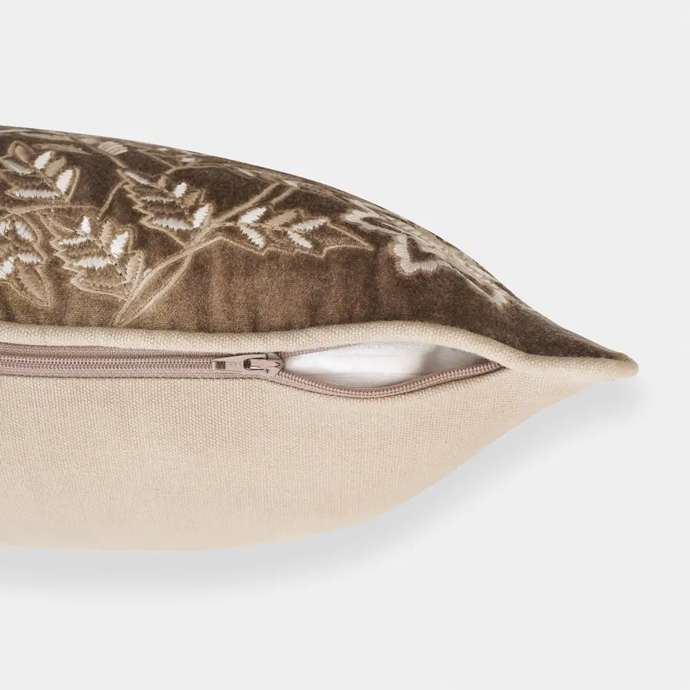Beige Textured Embroidery Cushion Cover