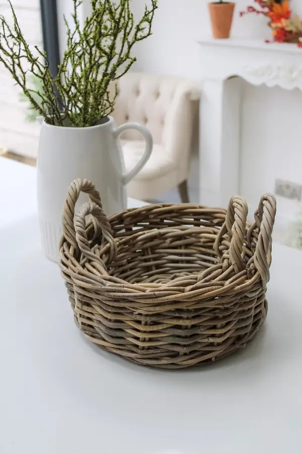 Small Rattan Storage Basket with Handles