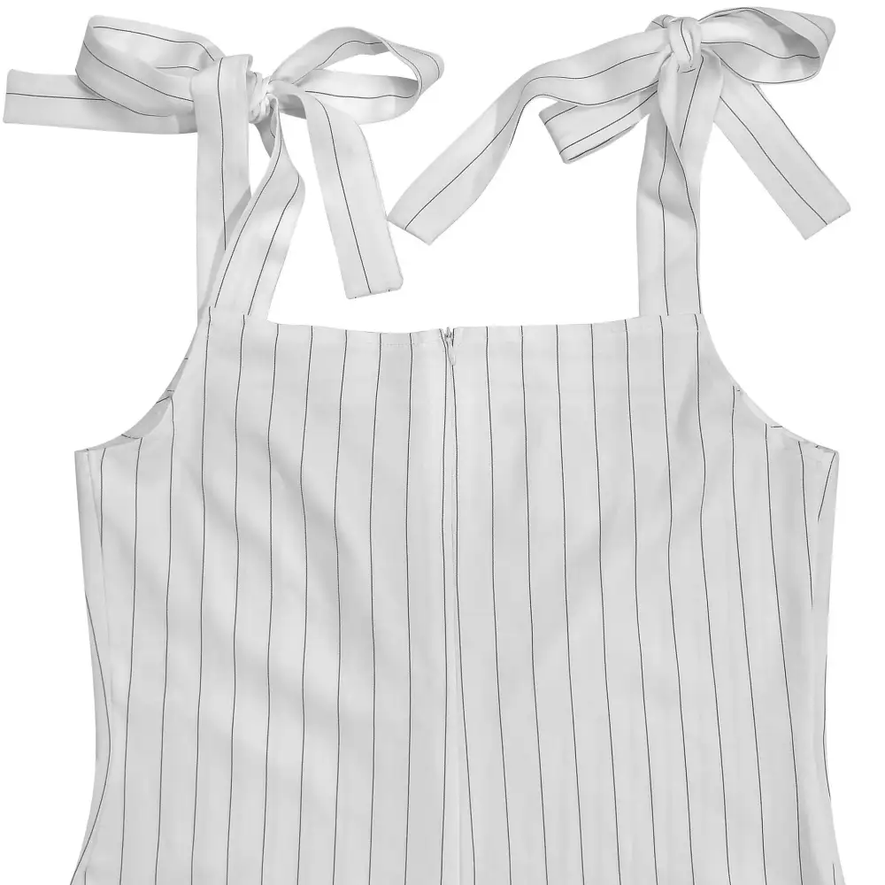 Striped Tie Shoulder Wide Leg Jumpsuit