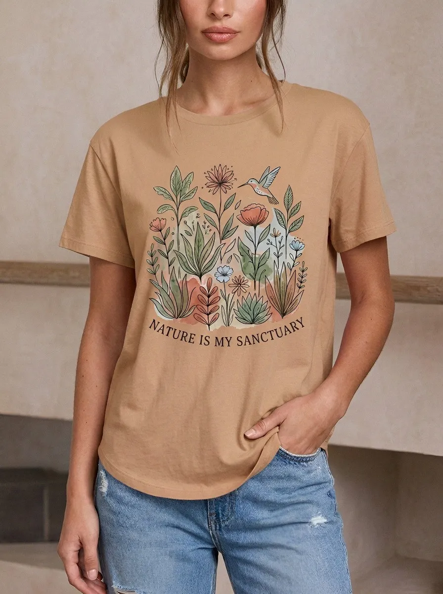 Nature Lover Hummingbird Floral T-Shirt