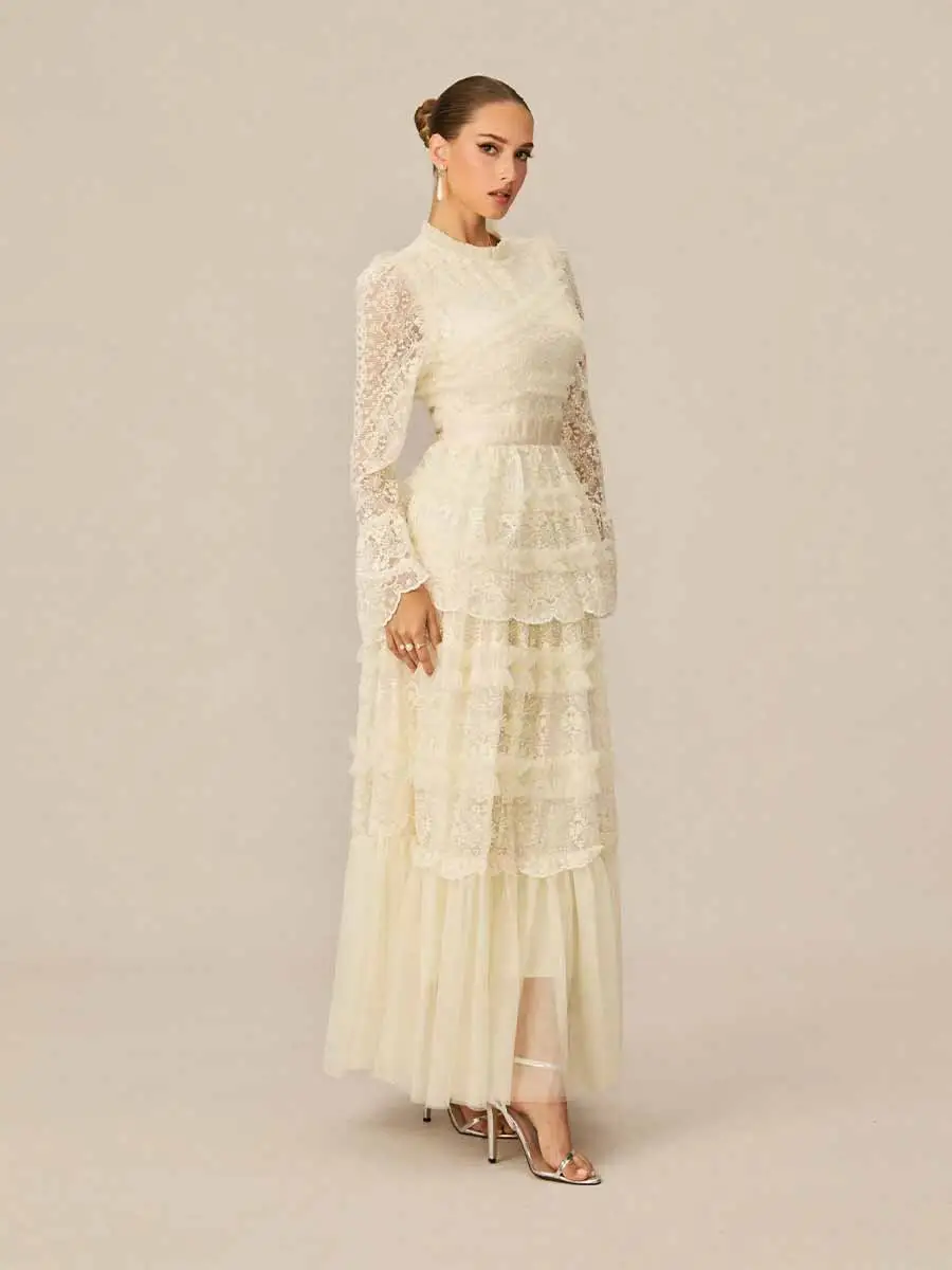 Anika Lace Tiered Maxi Dress