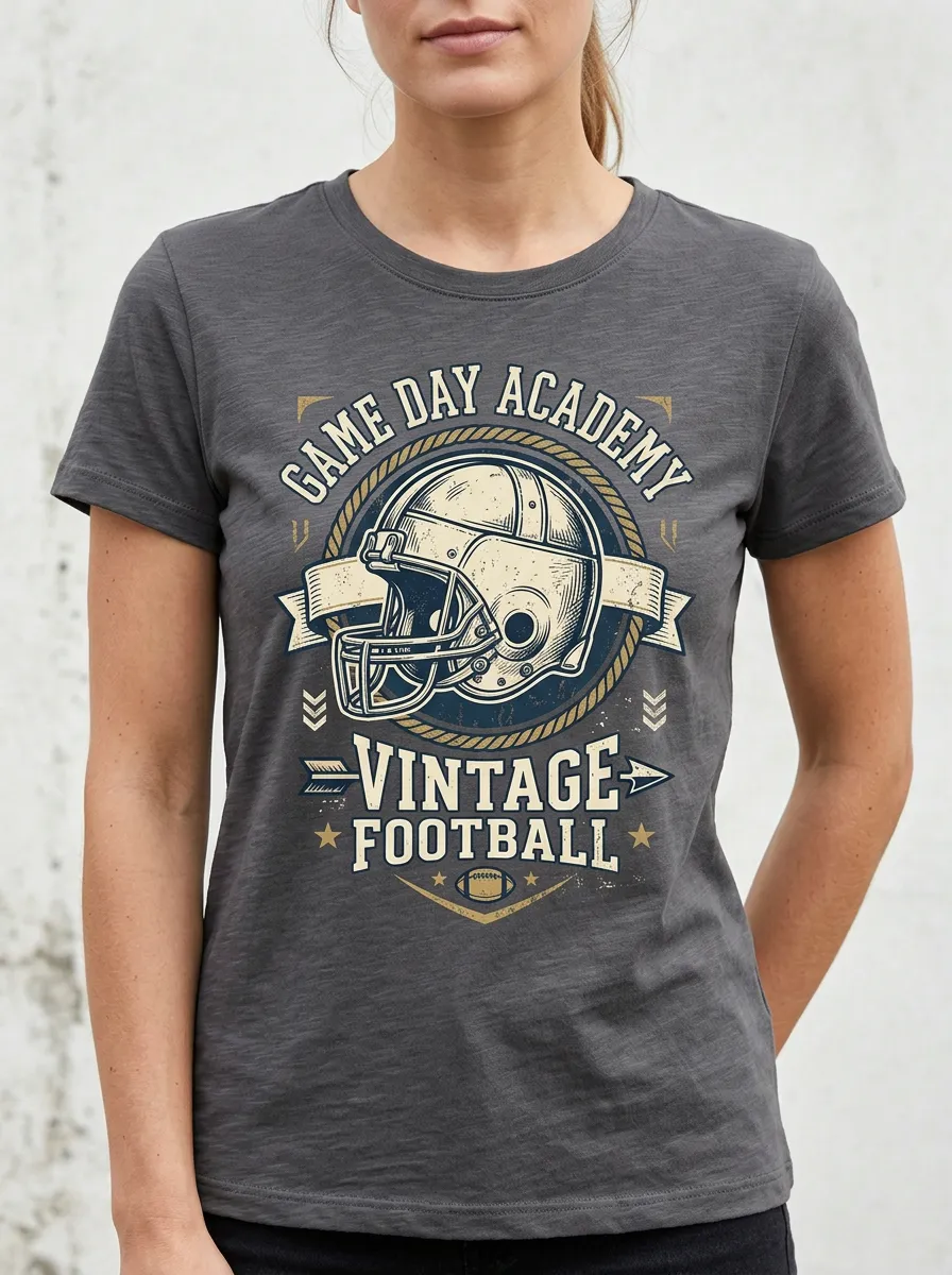 Women's Football Lover Vintage Helmet Graphic T-shirt