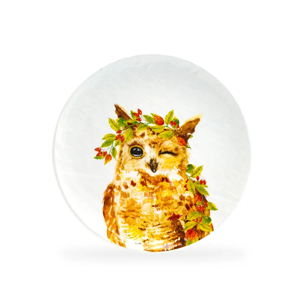 Happy Owl Ceramic Dessert Plate